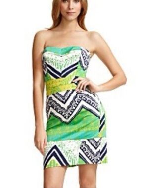 Trina Turk Strapless Bandana Patchwork Print Sheath Dress Size 4